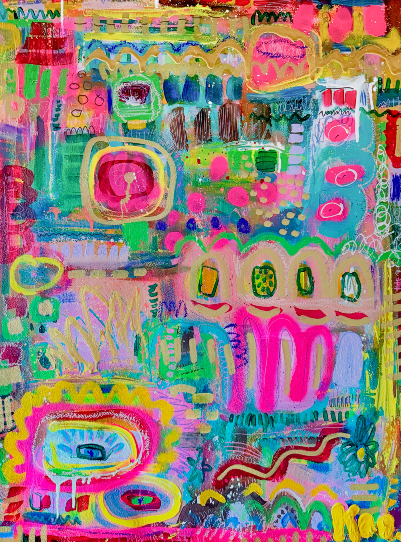 Colorful abstract artwork with vibrant patterns and shapes