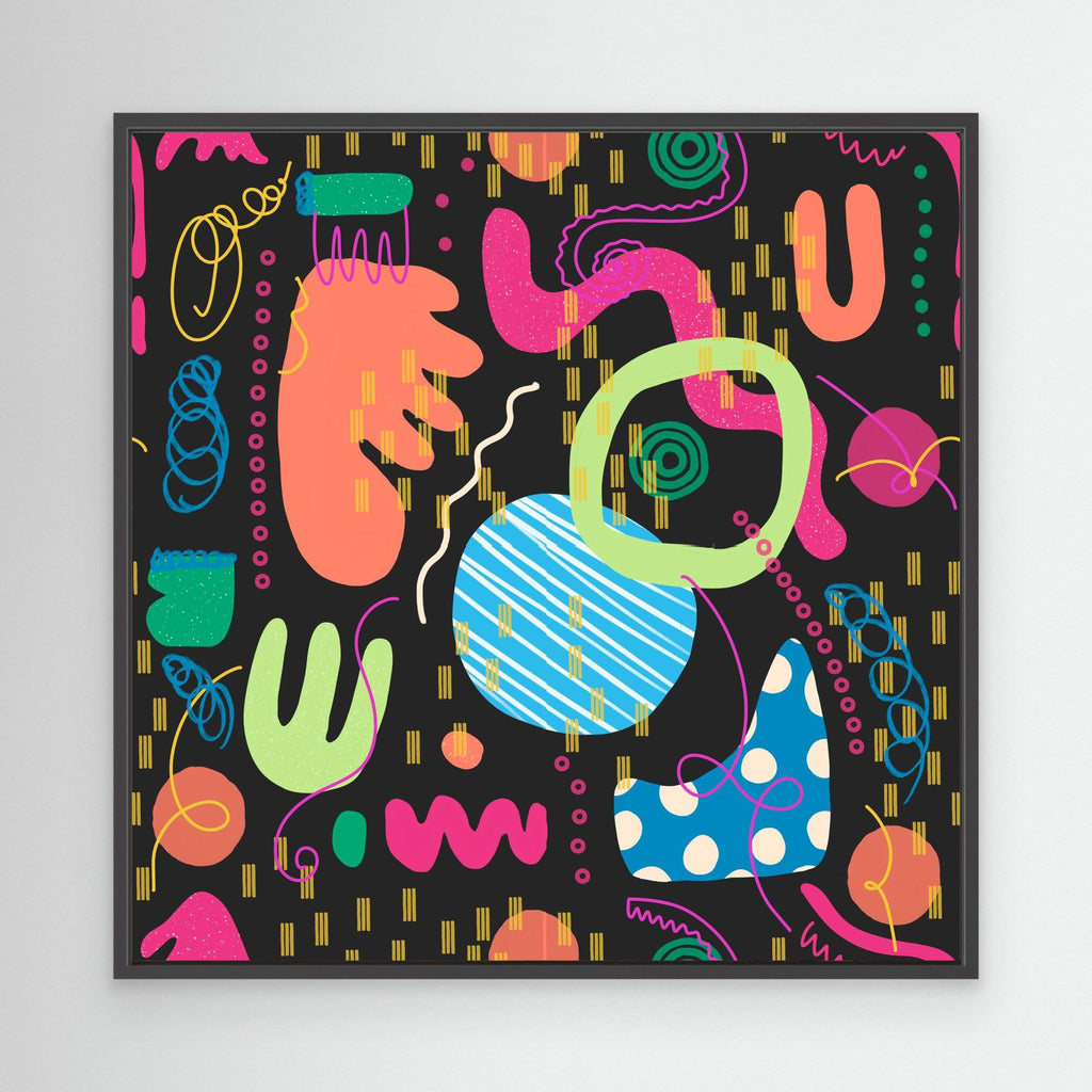 Circus Lights – Neon Abstract Square Canvas Art Print | Koo Treadwell