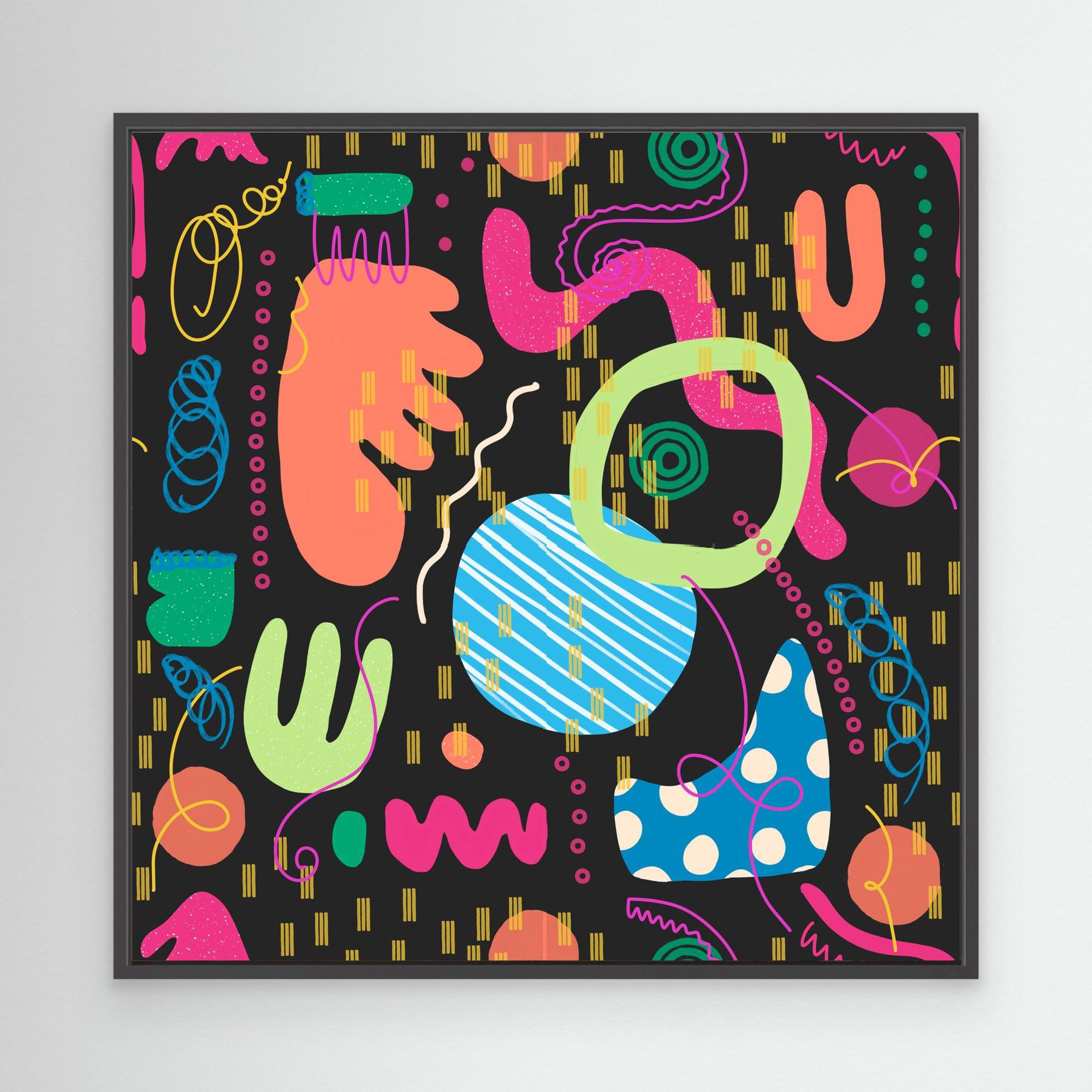 Circus Lights – Neon Abstract Square Canvas Art Print | Koo Treadwell