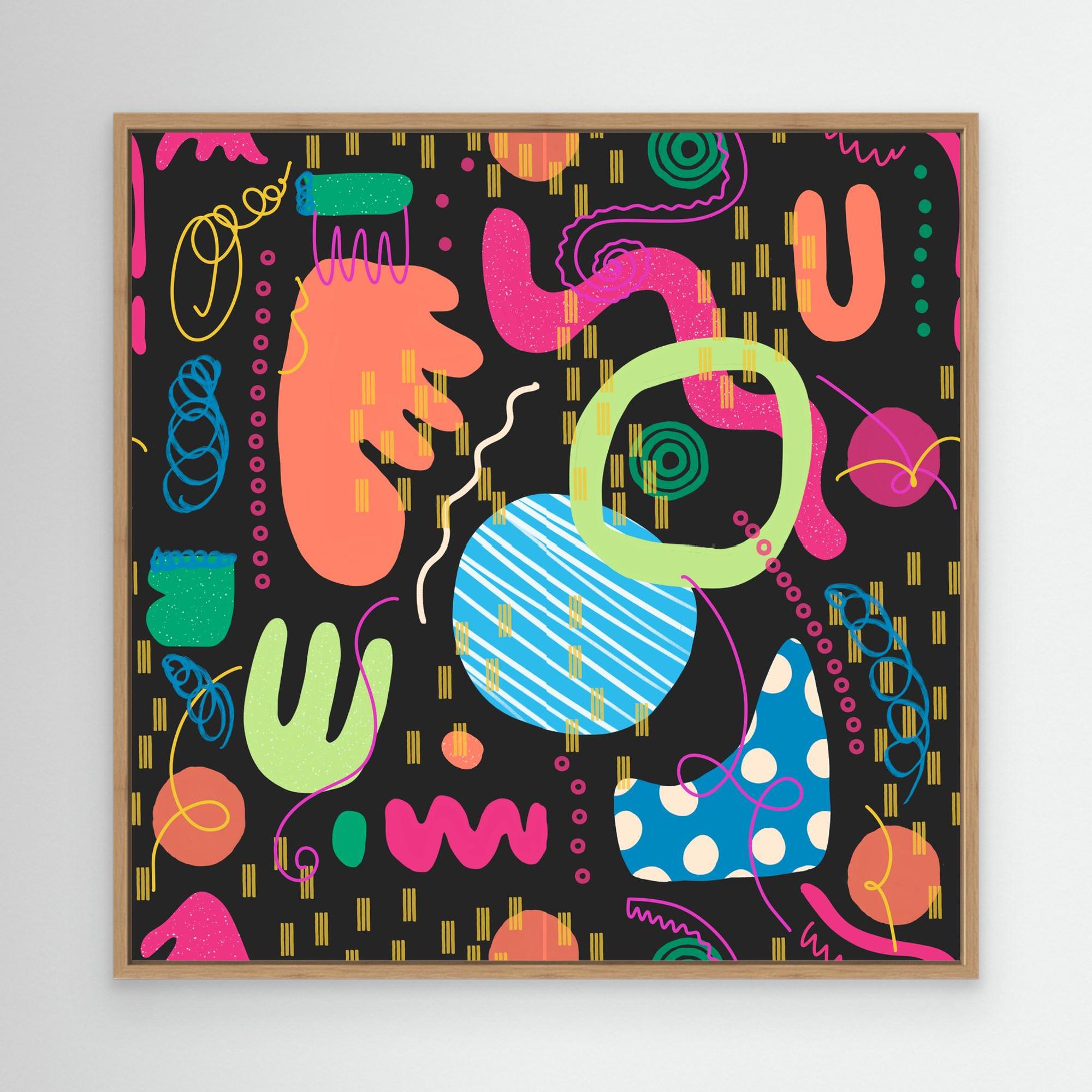 Circus Lights – Neon Abstract Square Canvas Art Print | Koo Treadwell