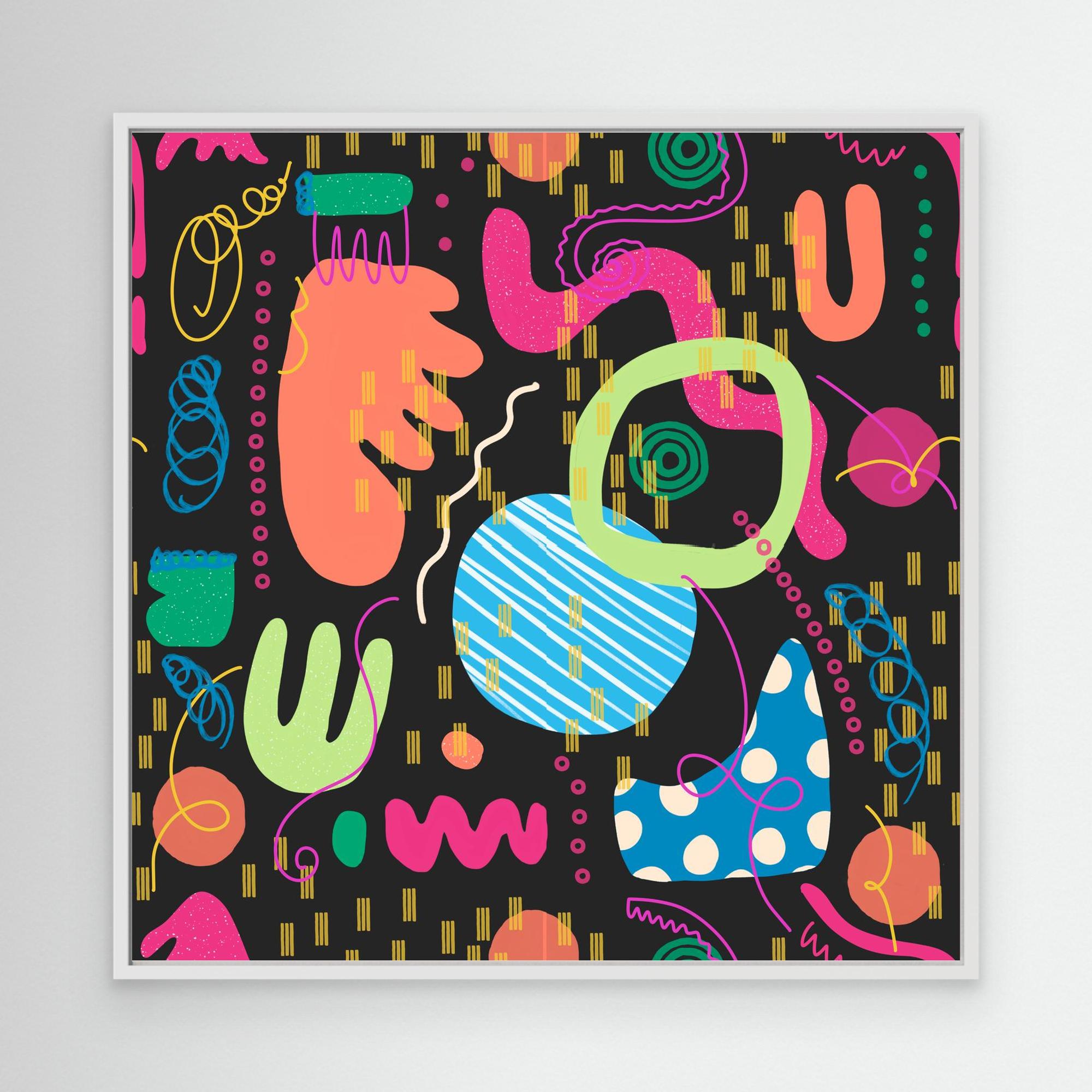 Circus Lights – Neon Abstract Square Canvas Art Print | Koo Treadwell